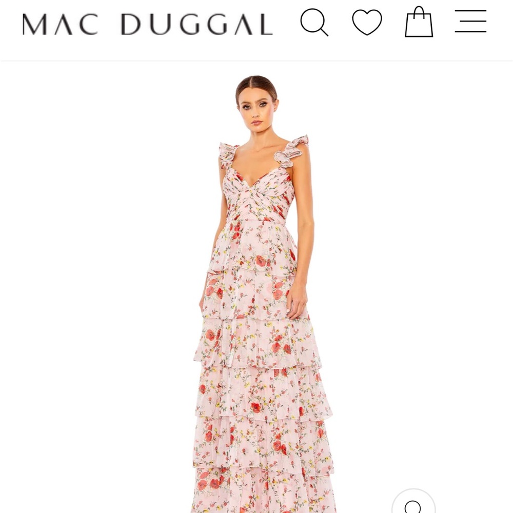 NWT Mac Duggal ruffled sleeves floral gown sz 4